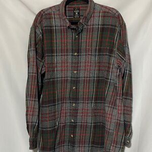 REDHEAD MENS XLT(TALL) 100% COTTON FLANNEL SHIRT GREEN GRAY RED PLAID CLEAN‎